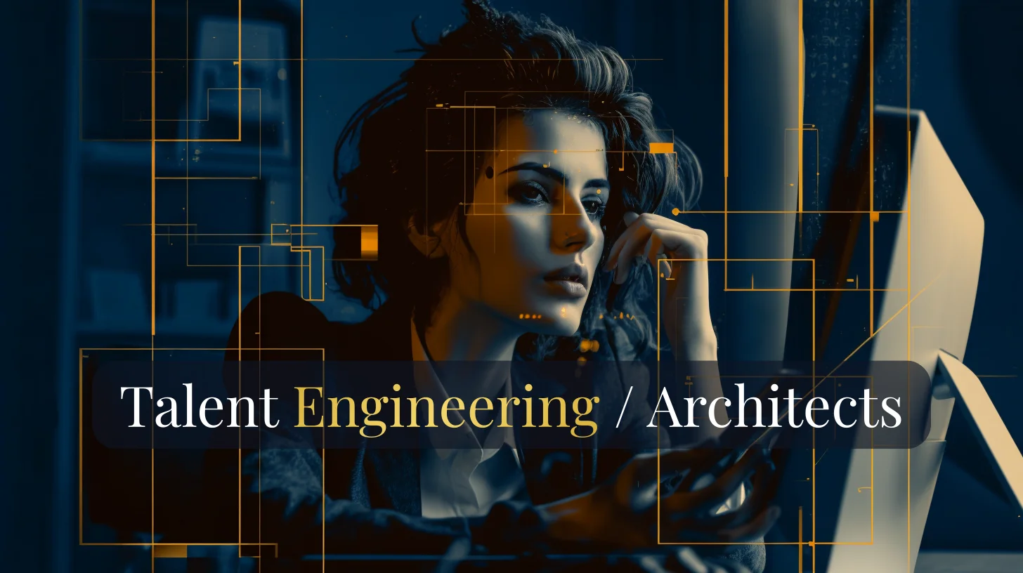Illustration representing talent engineering architects designing automated hiring systems