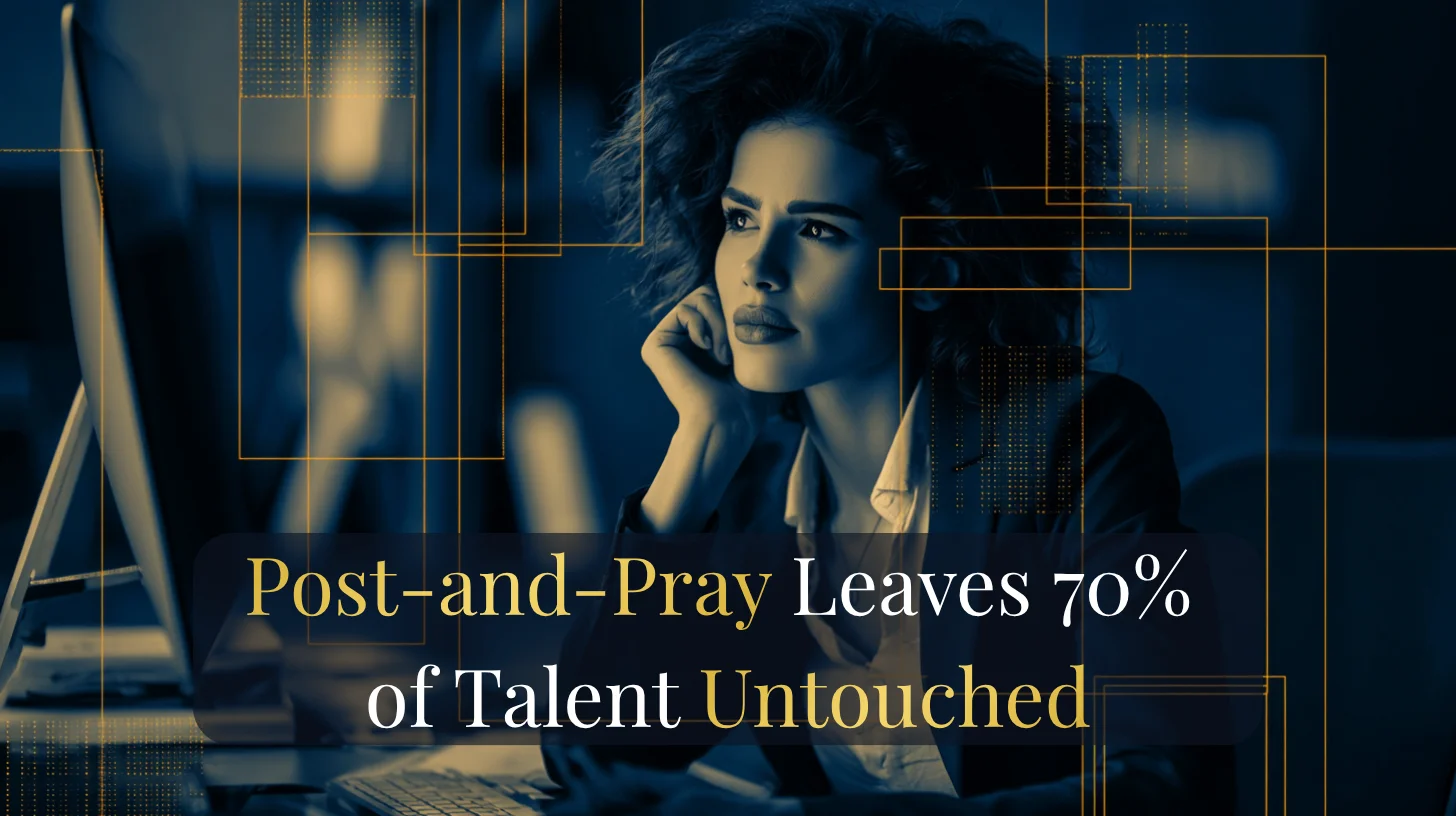 Illustration of post-and-pray hiring reaching only a fraction of passive engineering talent